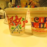Cup Noodles following the colouring in stage at the Cup Noodle Museum