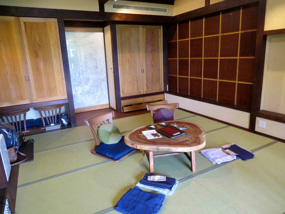 A traditional room at a Ryokan - daytime set up