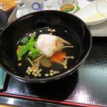 Suimono - soup course with fish and vegetables